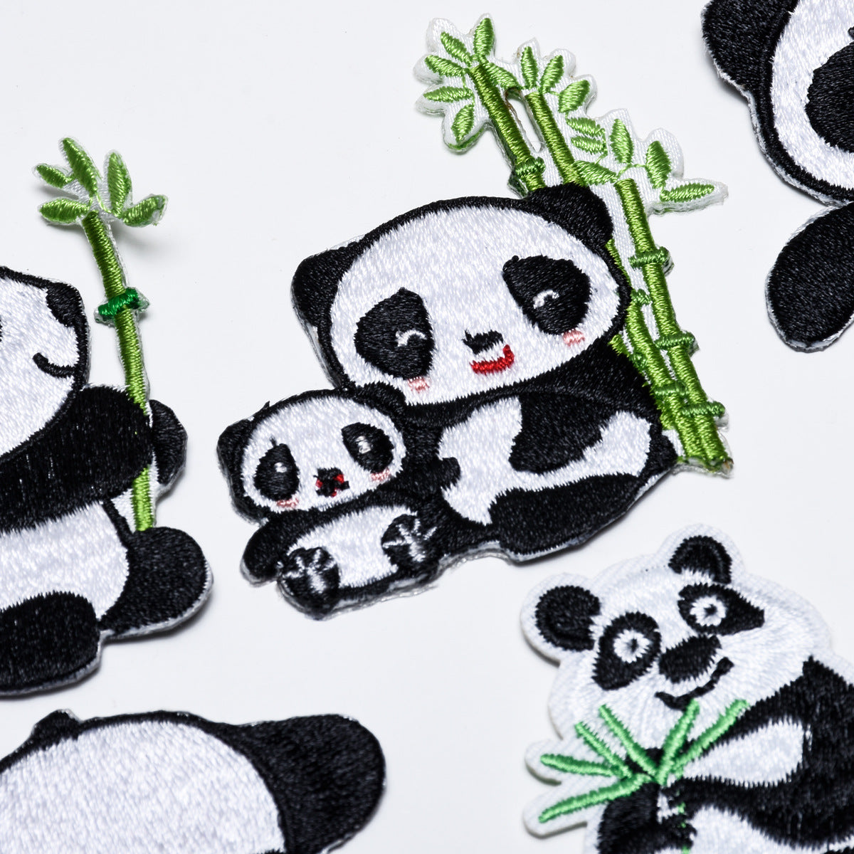Wholesale Stylish Cute Panda Embroidered Self Adhesive Cloth Patch For Kids Clothing DIY Craft Decorative Accent