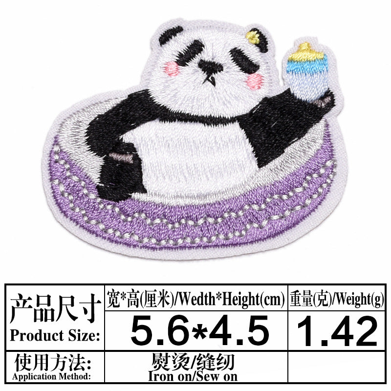 Wholesale Stylish Cute Panda Embroidered Self Adhesive Cloth Patch For Kids Clothing DIY Craft Decorative Accent