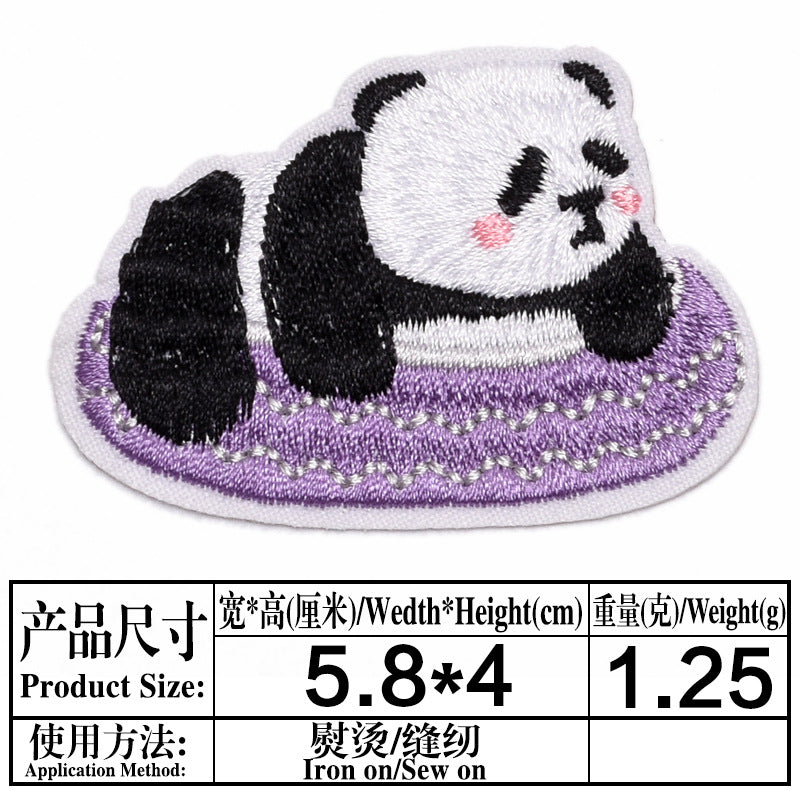Wholesale Stylish Cute Panda Embroidered Self Adhesive Cloth Patch For Kids Clothing DIY Craft Decorative Accent