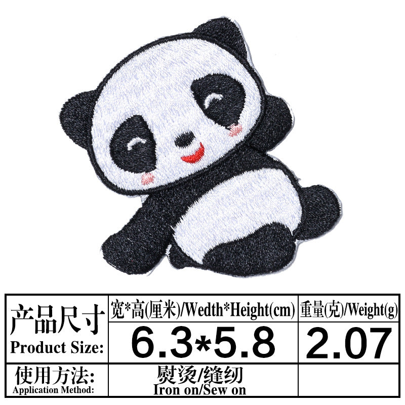 Wholesale Stylish Cute Panda Embroidered Self Adhesive Cloth Patch For Kids Clothing DIY Craft Decorative Accent