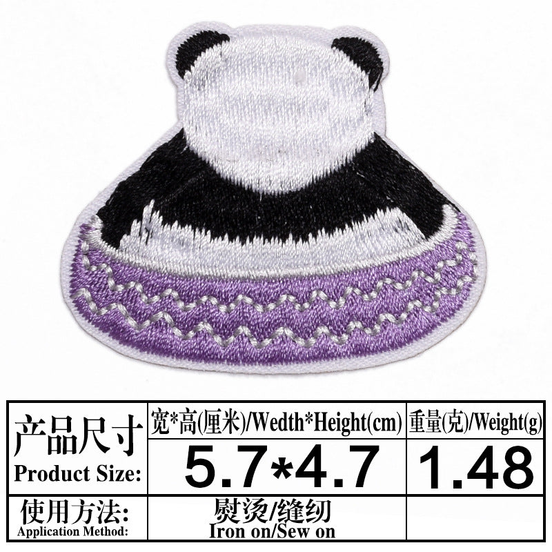 Wholesale Stylish Cute Panda Embroidered Self Adhesive Cloth Patch For Kids Clothing DIY Craft Decorative Accent