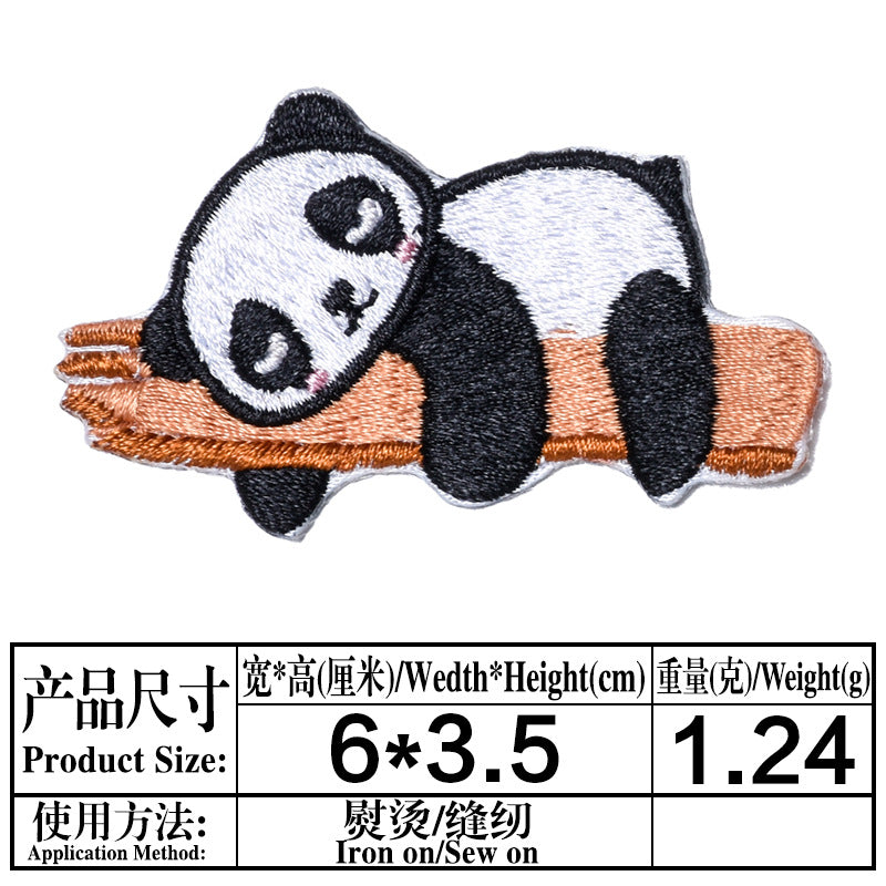 Wholesale Stylish Cute Panda Embroidered Self Adhesive Cloth Patch For Kids Clothing DIY Craft Decorative Accent