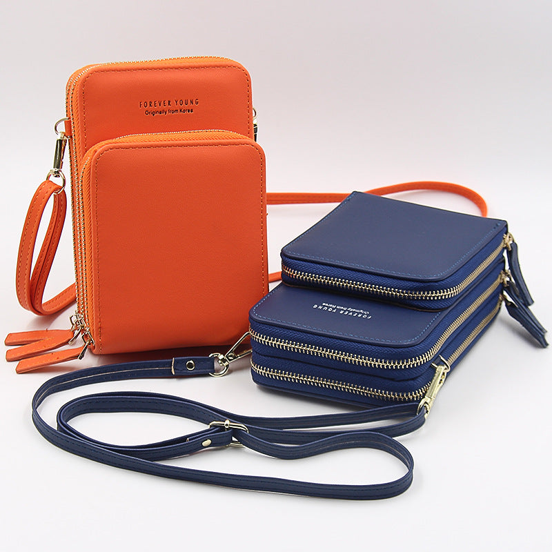 Wholesale PU Three-layer Zippered Single Shoulder Crossbody Bag