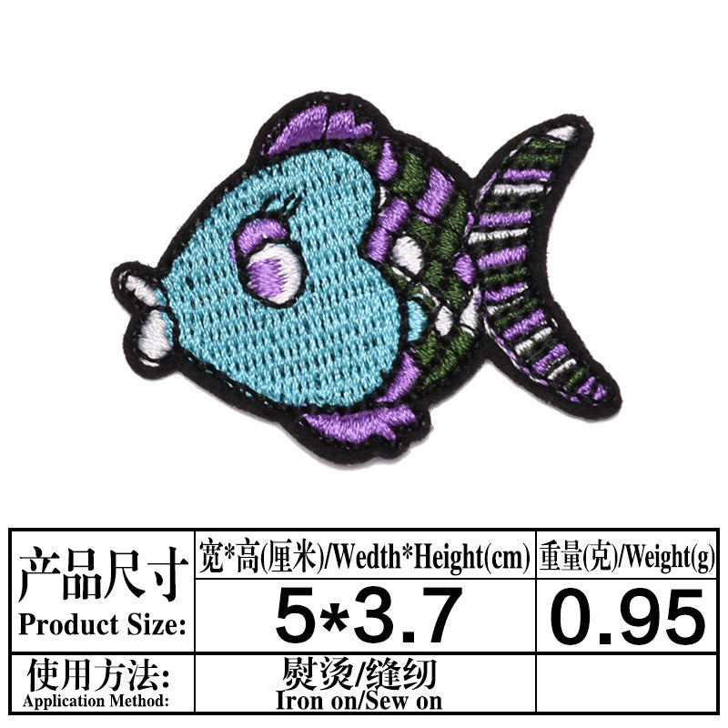 Wholesale Cute Cartoon Ocean Animal Fabric Patches Crab Lobster Whale Kids Clothing DIY Decorative Accessory Gift
