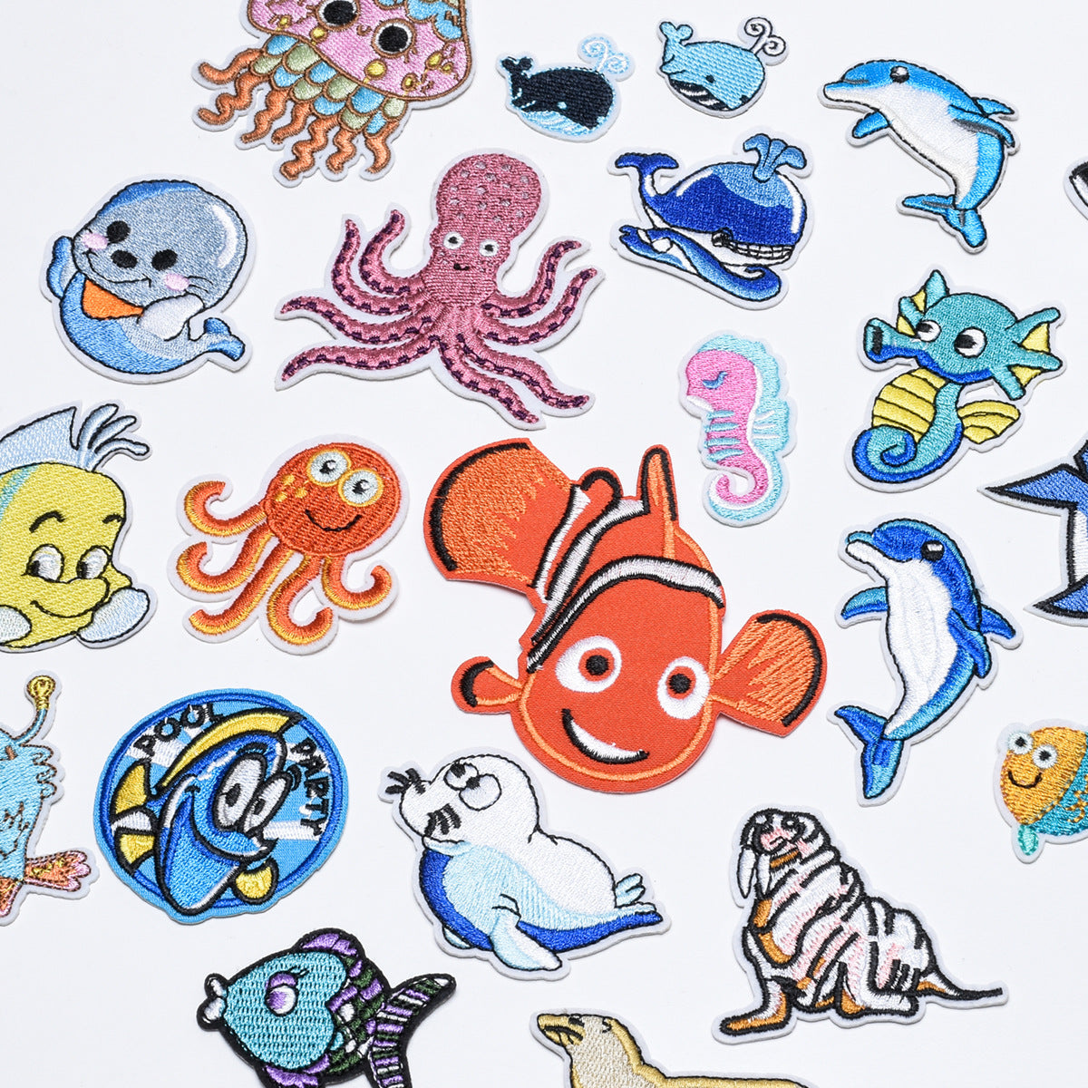 Wholesale Cute Cartoon Ocean Animal Fabric Patches Crab Lobster Whale Kids Clothing DIY Decorative Accessory Gift