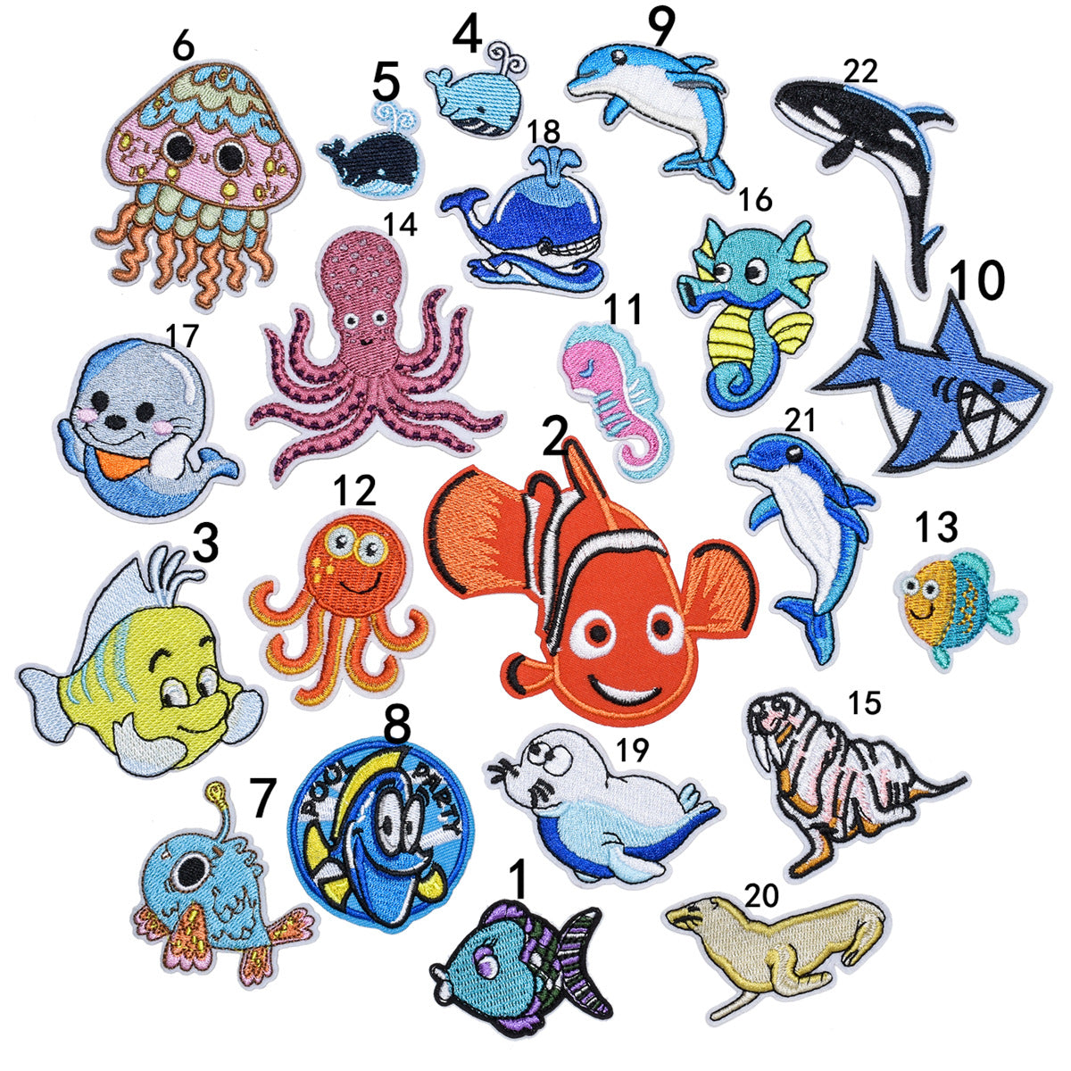 Wholesale Cute Cartoon Ocean Animal Fabric Patches Crab Lobster Whale Kids Clothing DIY Decorative Accessory Gift