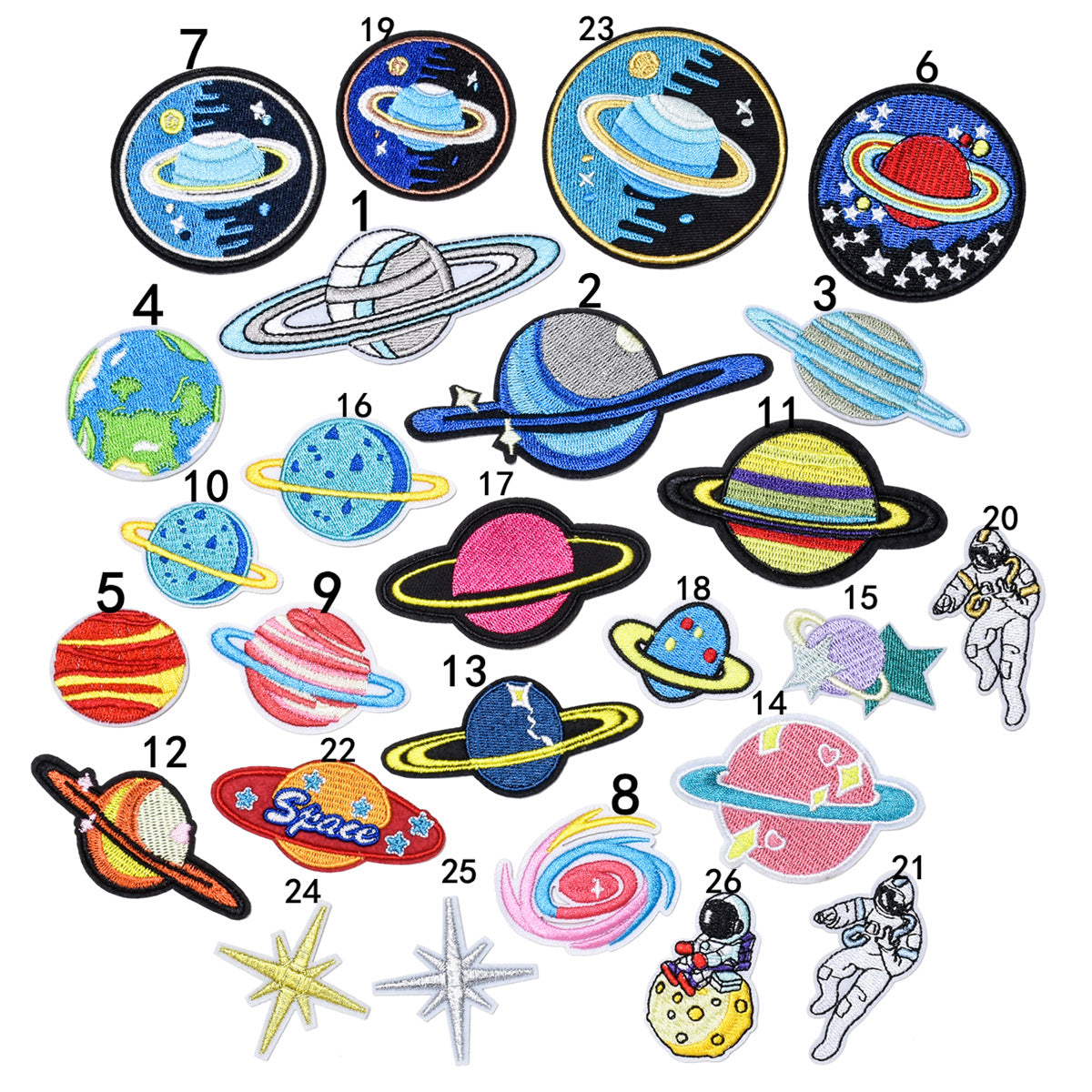 Wholesale Astronaut Space Embroidered Patches Planet Meteorite Combo Set DIY Fashion Accessory For Clothing Coats Gift Boutique Resale