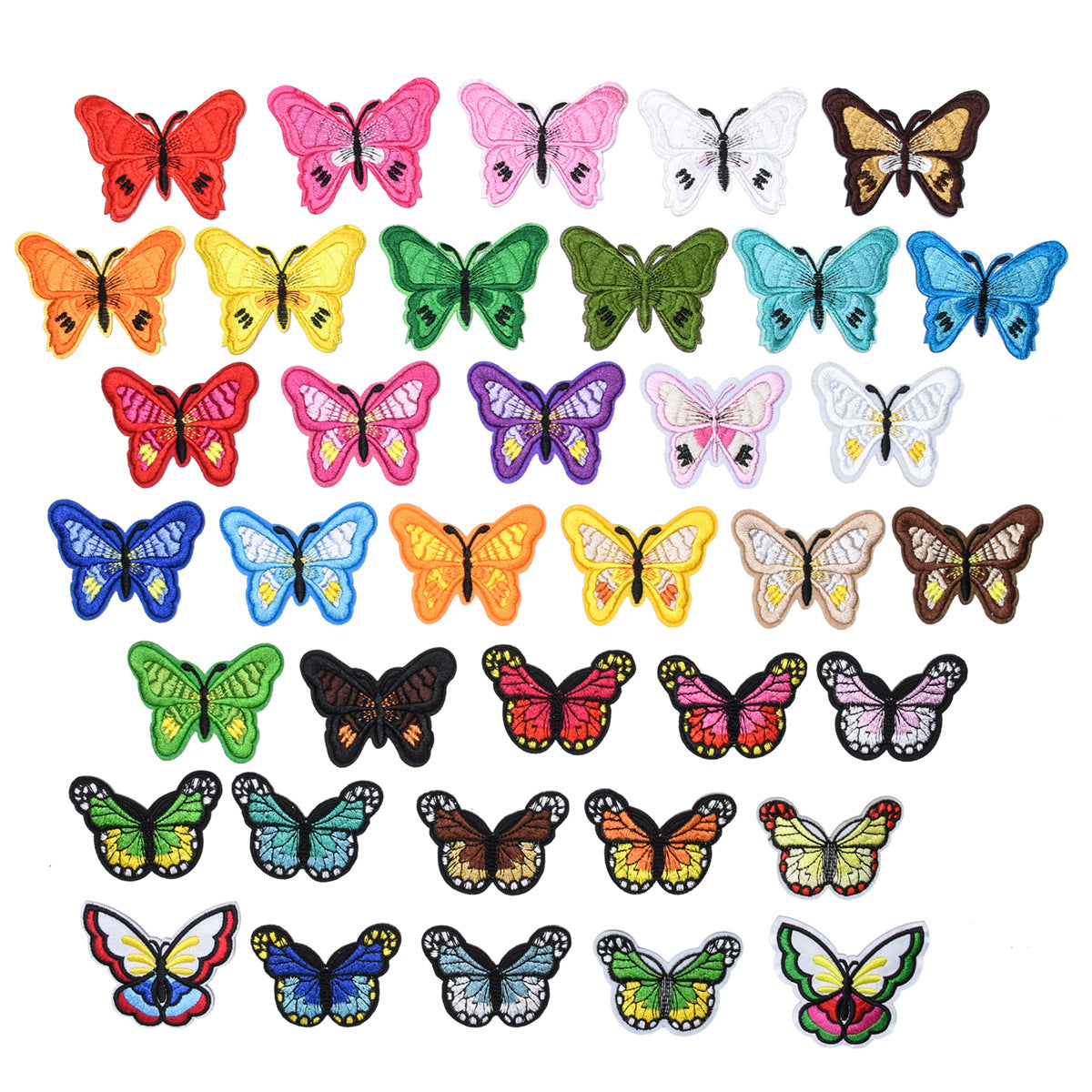 Wholesale Colorful Butterfly Flower Animal Embroidery Patches Felt Twill 37 Styles DIY Fashion Accessory For Bags Shoes Hats