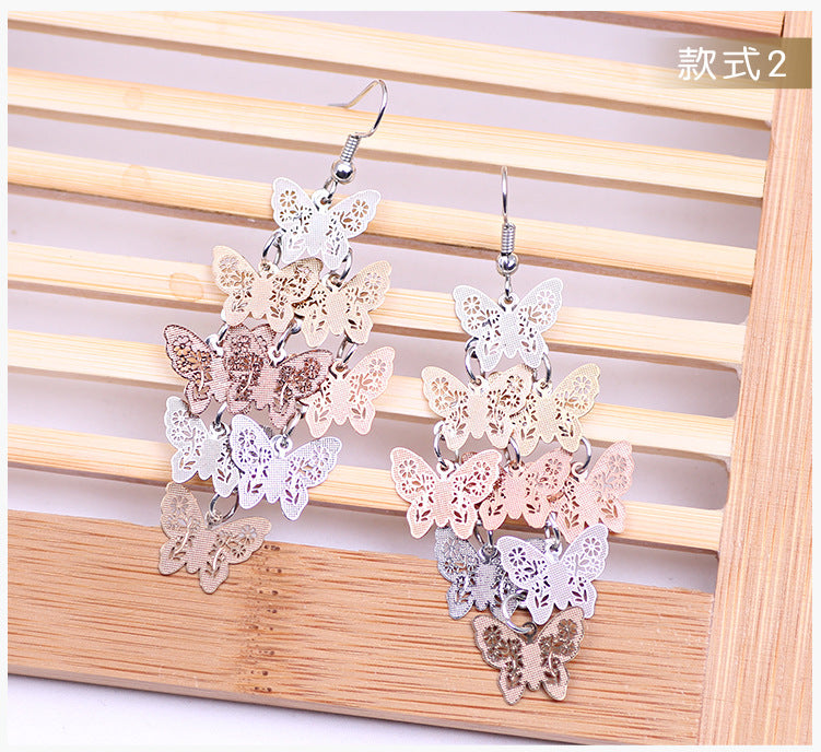 Wholesale Fashionable Temperament Butterfly Colorful Small Nine Pieces of Earrings