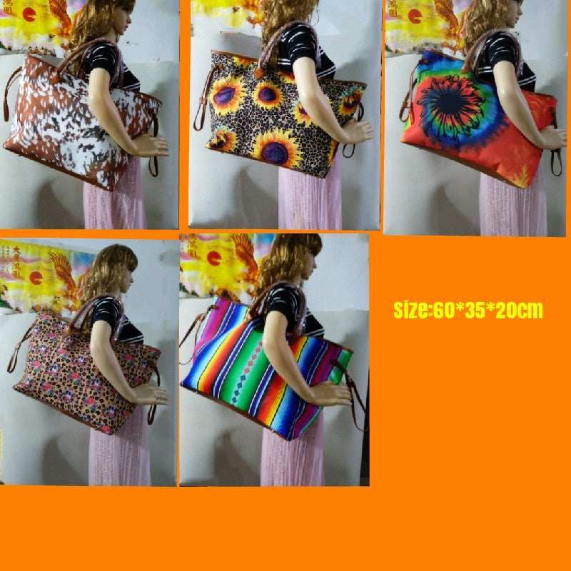 Wholesale Sunflower Striped Leopard Print Tie-dye Canvas Bag