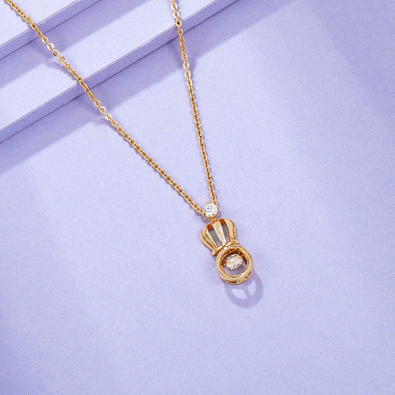 Wholesale Beating Heart Crown Zircon Necklace