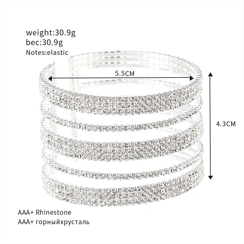 Wholesale Diamond-encrusted Wire Multi-row Wide Bracelet