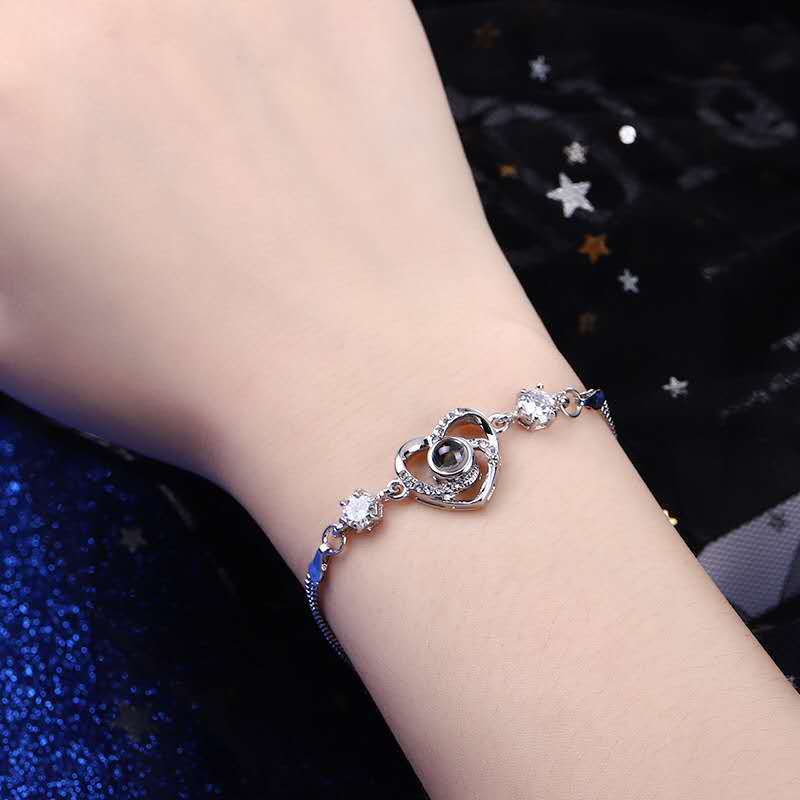 Wholesale Zircon Love Valentine' s Day Photo Projection Bracelet