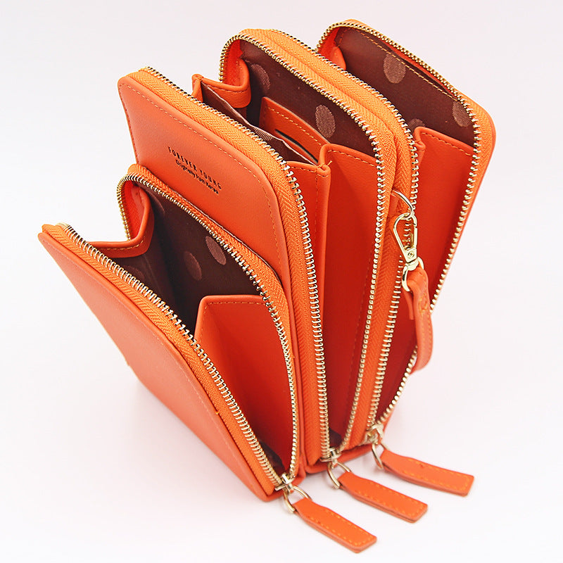 Wholesale PU Three-layer Zippered Single Shoulder Crossbody Bag