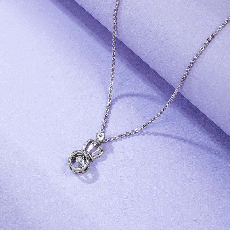 Wholesale Beating Heart Crown Zircon Necklace