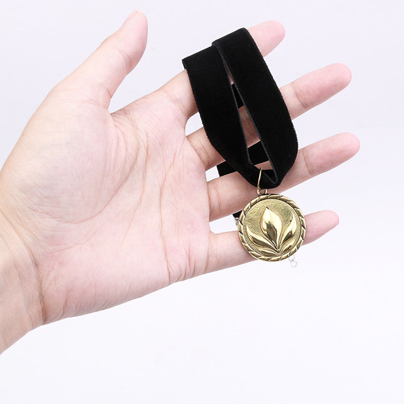 Wholesale Black velvet cartoon patterned metal pendant necklace OLY Exclusive