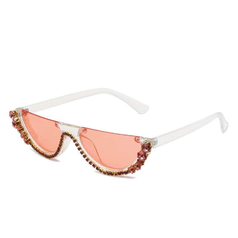 Wholesale Rhinestone Half Frame Exaggerated Diamond Sunglasses