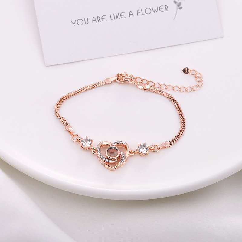Wholesale Zircon Love Valentine' s Day Photo Projection Bracelet