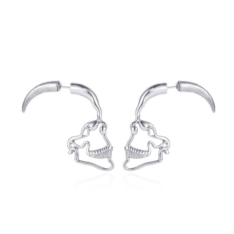 Wholesale Hollow Piercing Human Face Punk Style Earrings