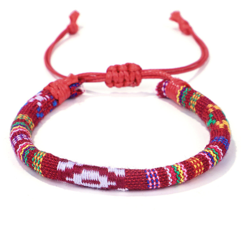 Wholesale Ethnic Style Cotton Rope Hand-woven Irregular Geometric Flower Pattern Bracelet