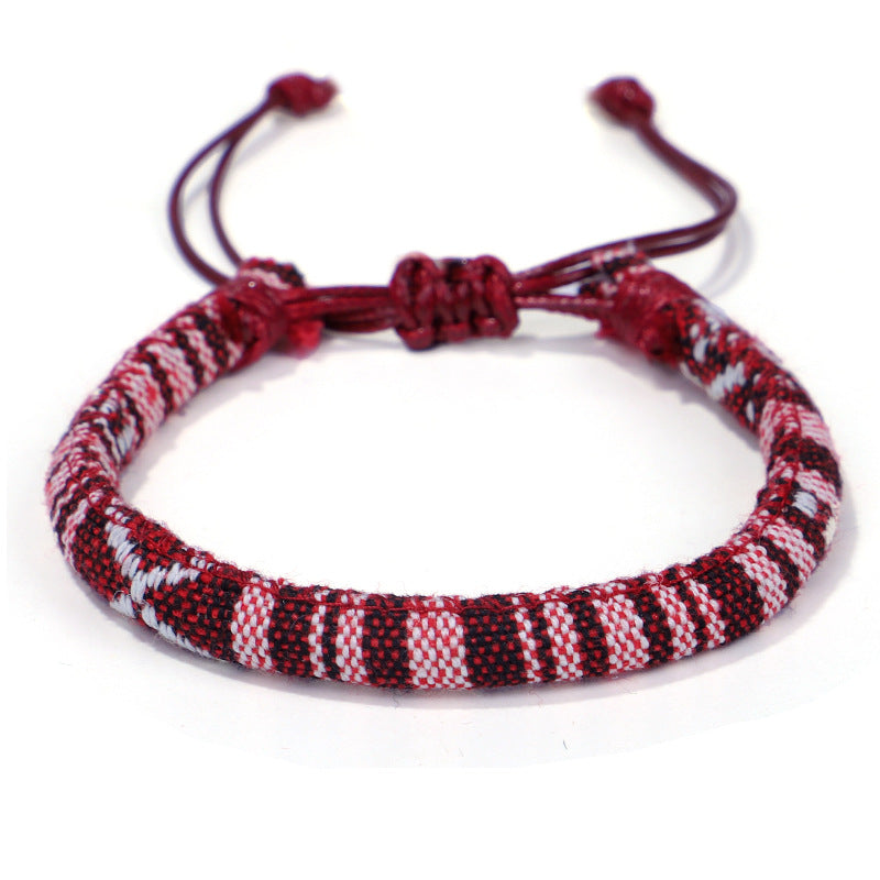 Wholesale Ethnic Style Cotton Rope Hand-woven Irregular Geometric Flower Pattern Bracelet