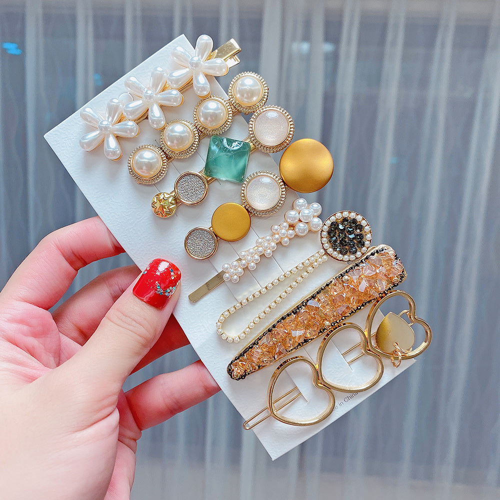 Wholesale 8-piece Pearl Set Combination Metal Hair Clips