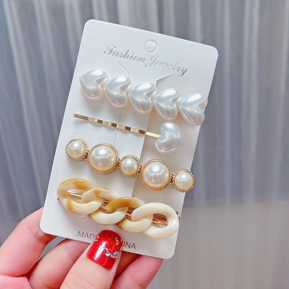Wholesale 8-piece Pearl Set Combination Metal Hair Clips