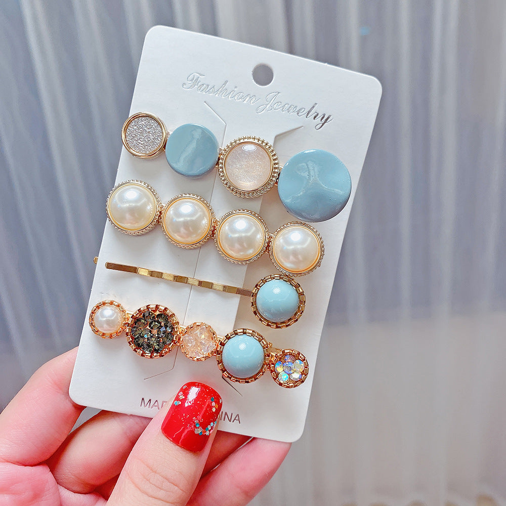 Wholesale 8-piece Pearl Set Combination Metal Hair Clips