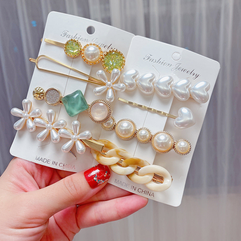 Wholesale 8-piece Pearl Set Combination Metal Hair Clips
