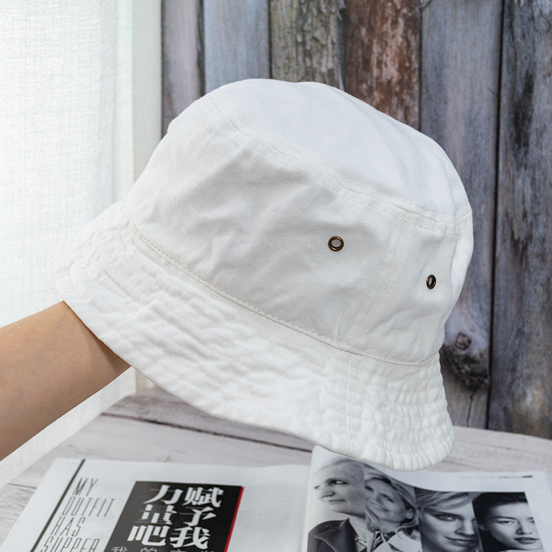Wholesale Casual flat top washed distressed solid color bucket hat denim fisherman hat