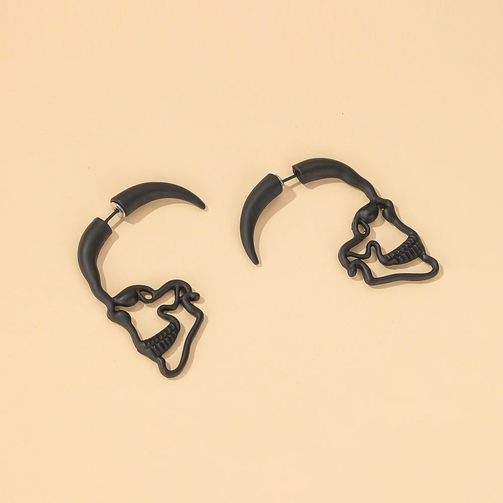 Wholesale Hollow Piercing Human Face Punk Style Earrings