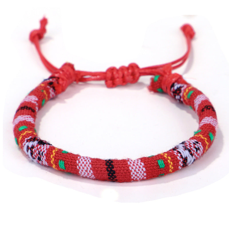 Wholesale Ethnic Style Cotton Rope Hand-woven Irregular Geometric Flower Pattern Bracelet