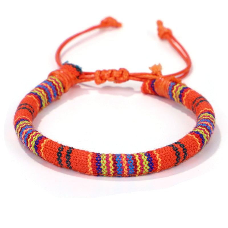 Wholesale Ethnic Style Cotton Rope Hand-woven Irregular Geometric Flower Pattern Bracelet