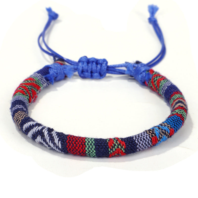 Wholesale Ethnic Style Cotton Rope Hand-woven Irregular Geometric Flower Pattern Bracelet