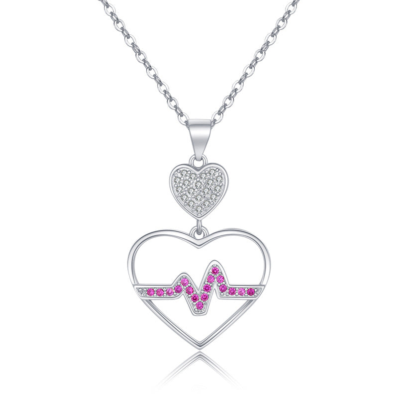 Wholesale Valentine' s Day ECG Heart Necklace