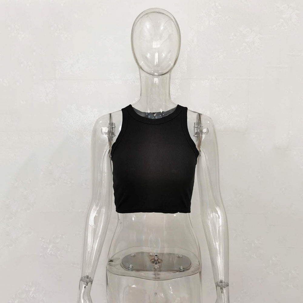 Wholesale Fashionable and Versatile Solid Color Sleeveless Bottoming Vest T-shirt