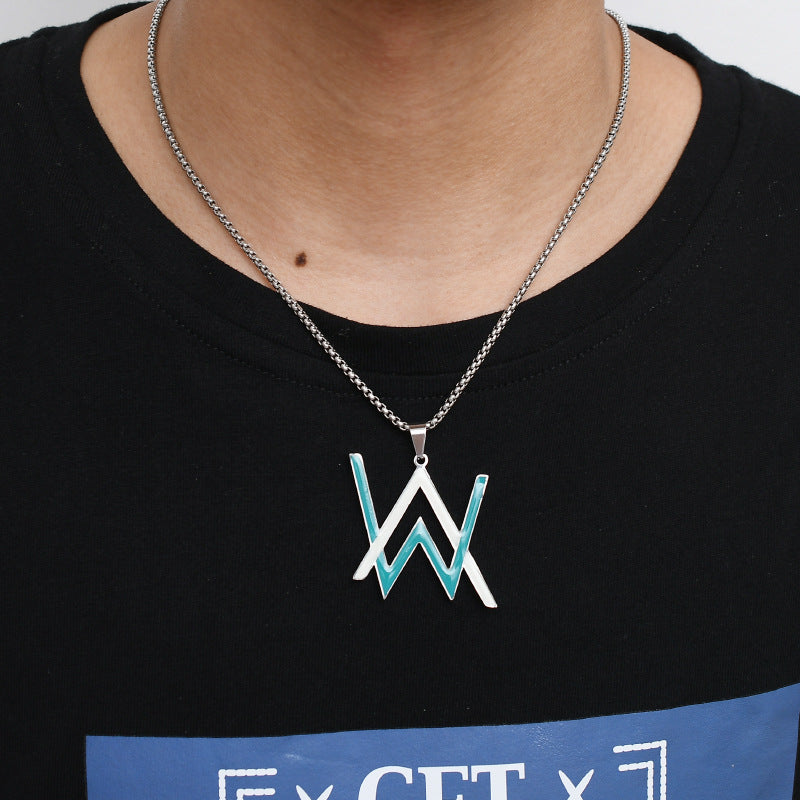 Wholesale Trendy Luminous Alan Walker Stainless Steel Pendant Necklace