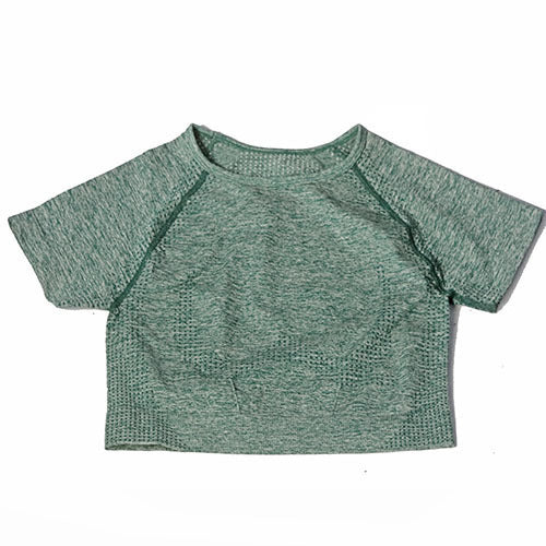 Wholesale Seamless Yoga Suit Little Short-sleeved Jacquard Sports Fitness Suit Quick-drying Seamless Yoga Suit