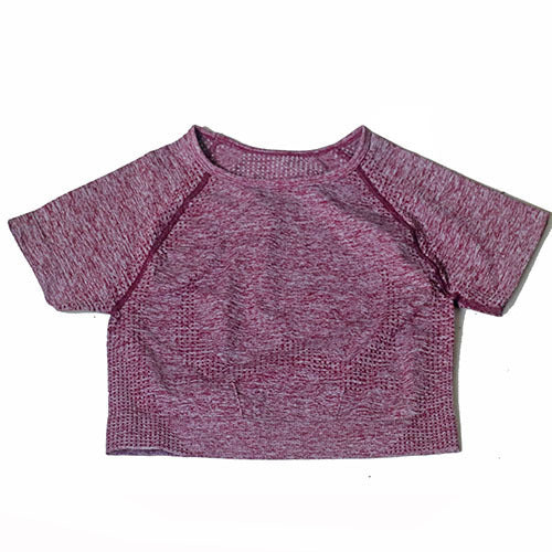 Wholesale Seamless Yoga Suit Little Short-sleeved Jacquard Sports Fitness Suit Quick-drying Seamless Yoga Suit