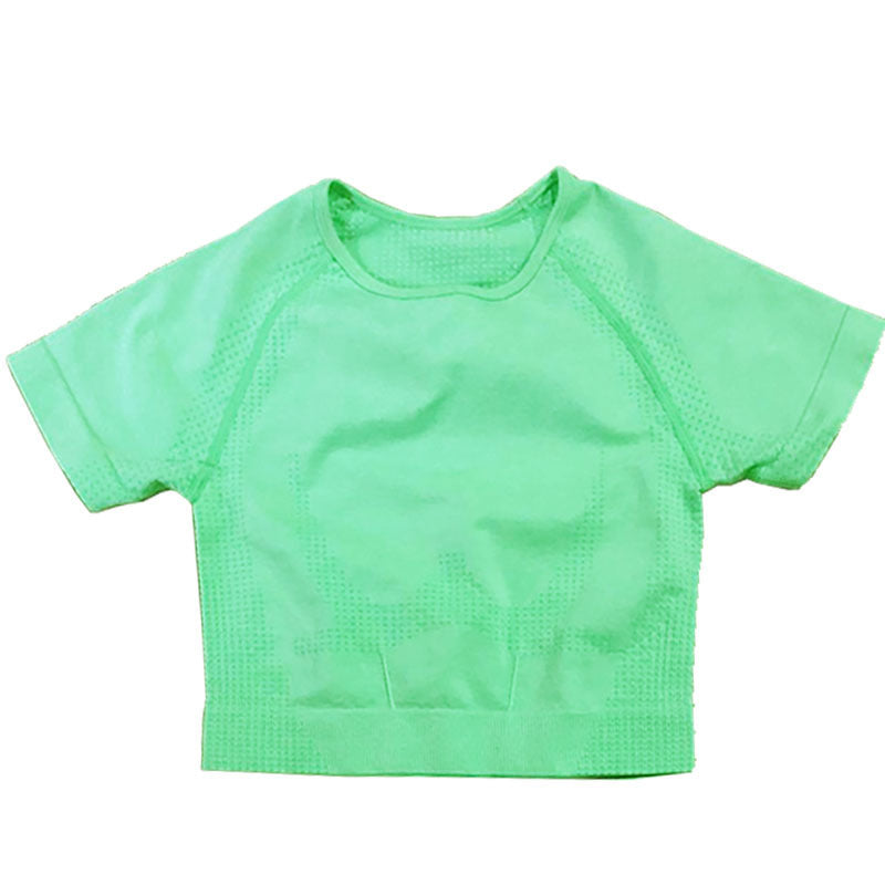 Wholesale Seamless Yoga Suit Little Short-sleeved Jacquard Sports Fitness Suit Quick-drying Seamless Yoga Suit