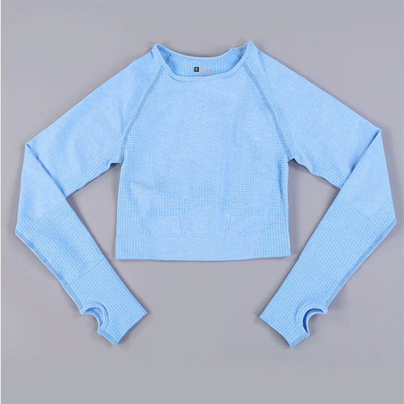 Wholesale Seamless Yoga Suit Little Short-sleeved Jacquard Sports Fitness Suit Quick-drying Seamless Yoga Suit