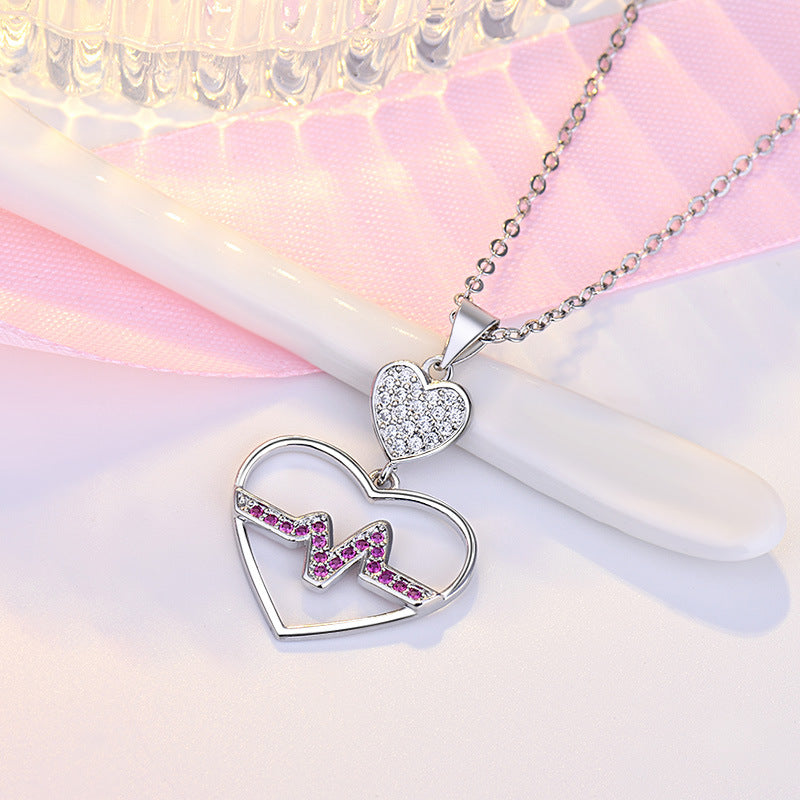 Wholesale Valentine' s Day ECG Heart Necklace