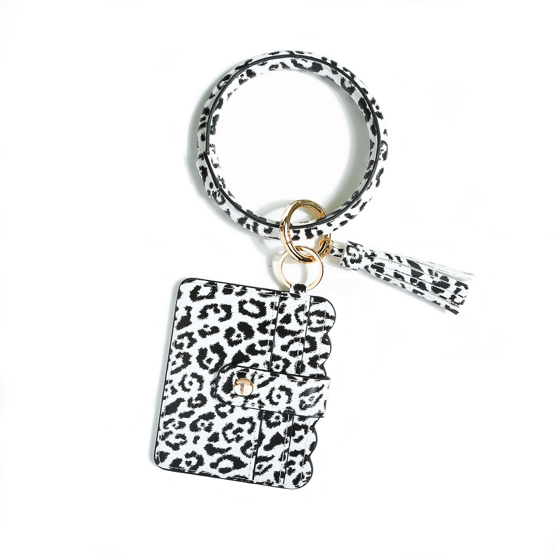 Llavero de muñeca de muñeca de bolsas para la tarjeta de patrón de leopardo de PU