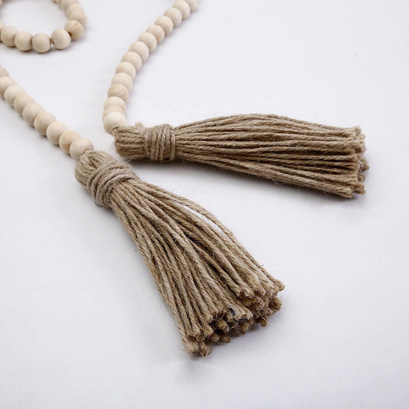 Wholesale Log Color Hemp Rope Tassel Wooden Beads Decorations Pendant
