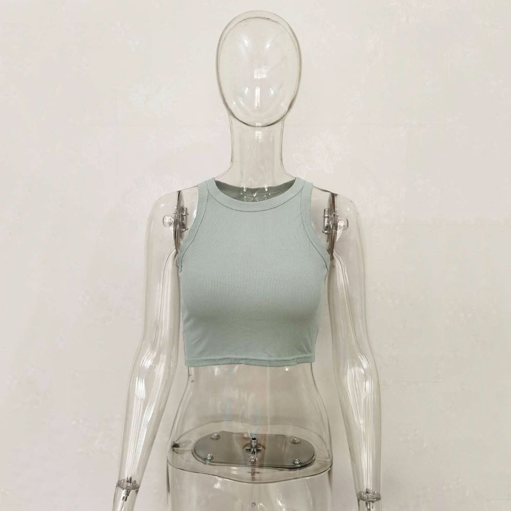 Wholesale Fashionable and Versatile Solid Color Sleeveless Bottoming Vest T-shirt