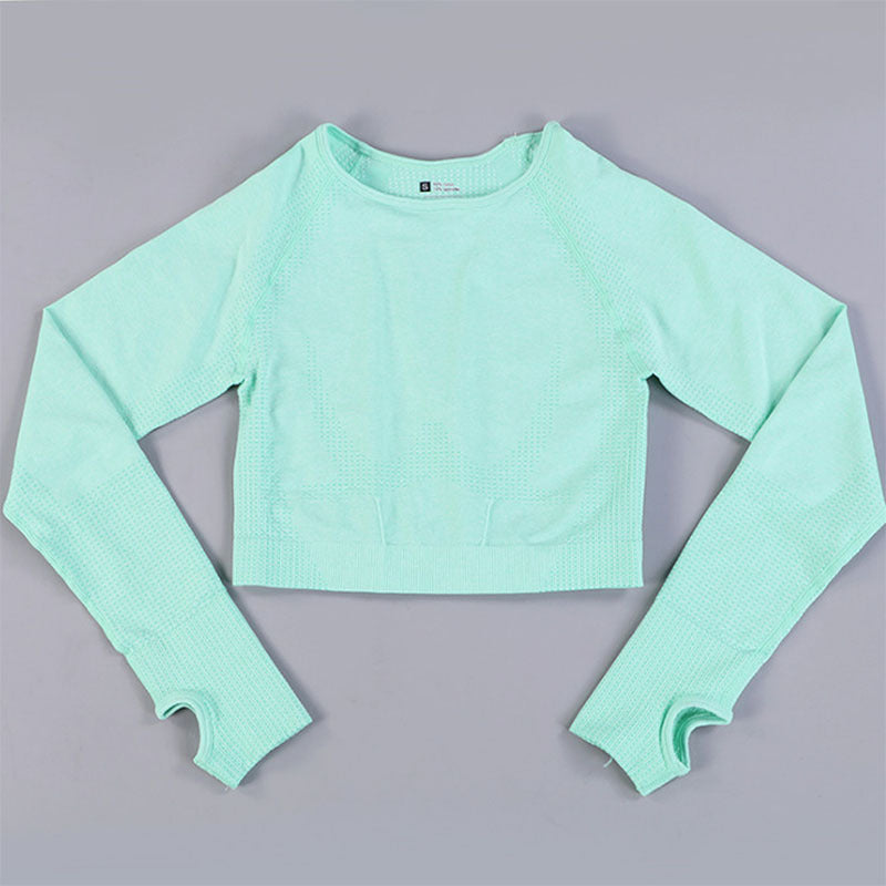 Wholesale Seamless Yoga Suit Little Short-sleeved Jacquard Sports Fitness Suit Quick-drying Seamless Yoga Suit