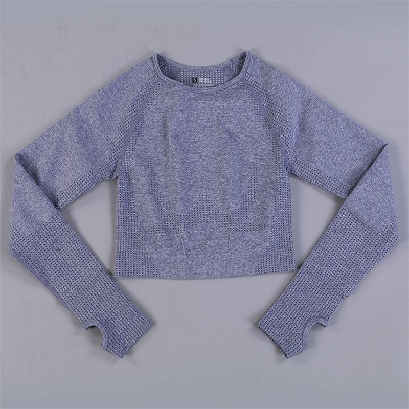 Wholesale Seamless Yoga Suit Little Short-sleeved Jacquard Sports Fitness Suit Quick-drying Seamless Yoga Suit