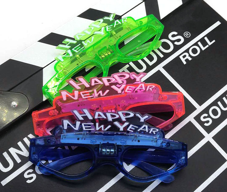Wholesale of Happy New Year LED Plastic Luminous Glasses Toys