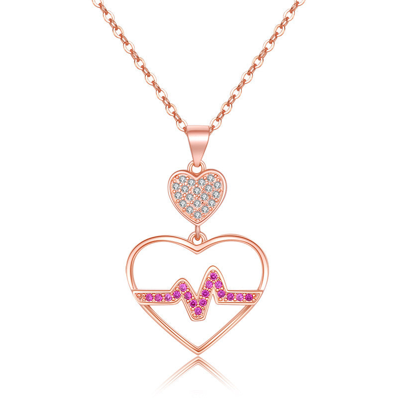 Wholesale Valentine' s Day ECG Heart Necklace