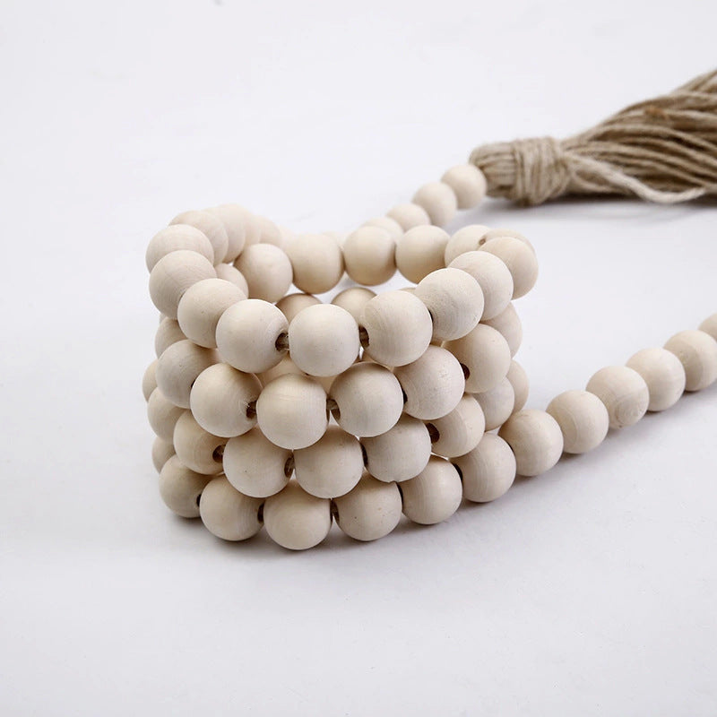 Wholesale Log Color Hemp Rope Tassel Wooden Beads Decorations Pendant